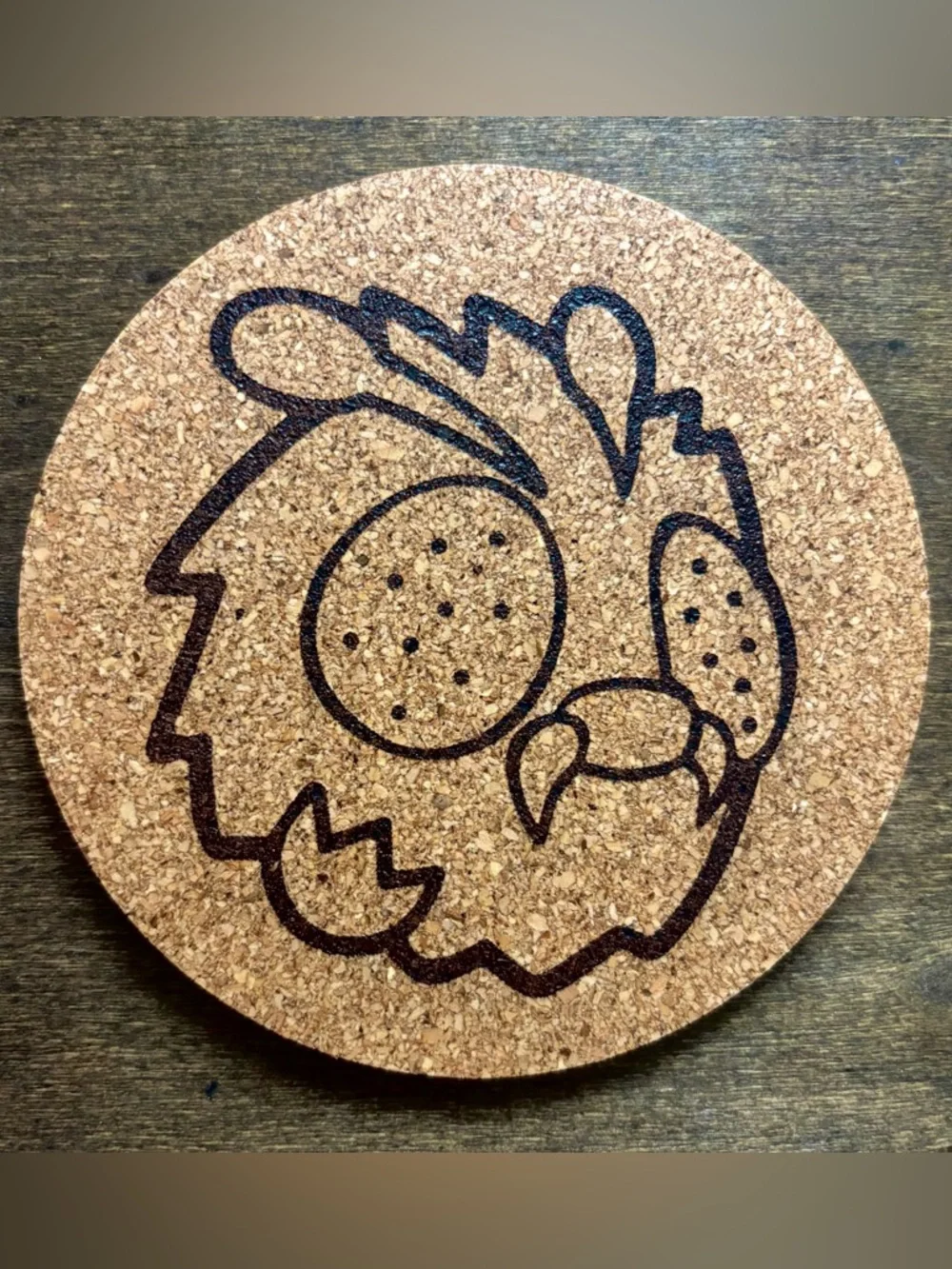 Pokemon Venonat Face Laser Engraved Cork Coaster